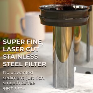 Cafe Du Chateau French Press & Cold Brew Coffee Maker - Air Tight Seal, Measuring Label, Stainless Steel Construction - Perfect for Your Daily Brew - Iced Coffee & Tea Maker