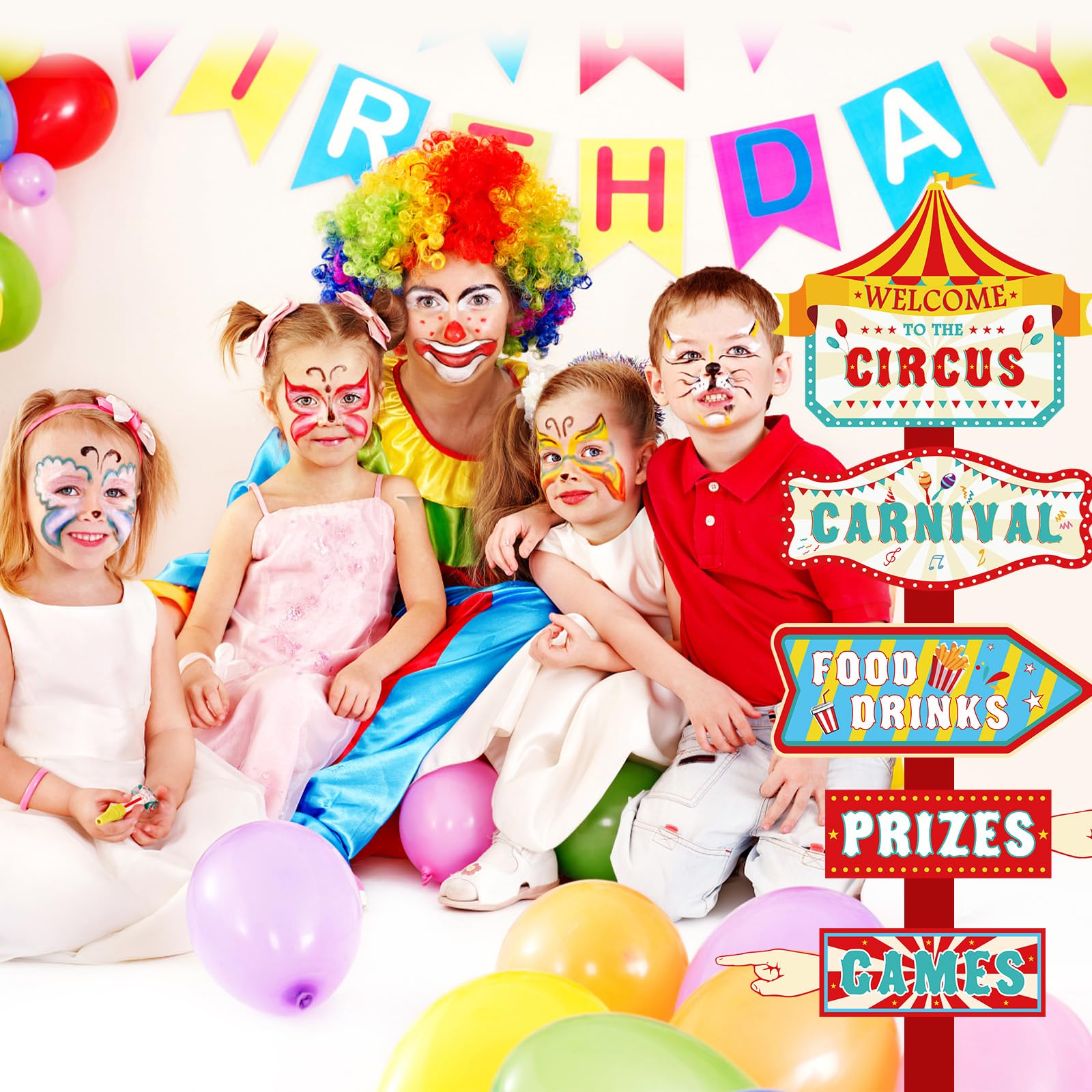 20 Pieces Carnival Decorations Circus Theme Party Directional Signs Carnival Party Signs Welcome to The Circus for Kids Carnival Birthday Party Decorations Supplies