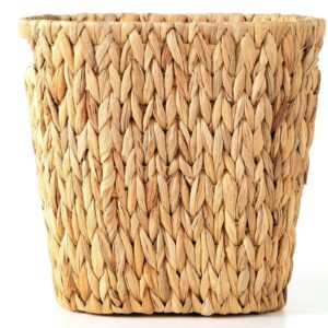 rlosjin wicker trash can, bathroom trash can, wicker trash can with built-in handle、handwoven water hyacinth trash,wicker waste basket, boho waste basket for bedroom、office、bathroom、1 pack