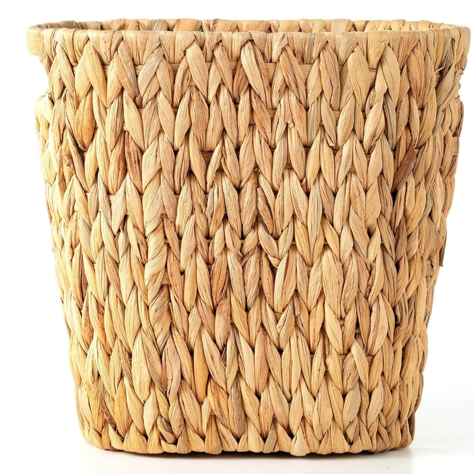 Rlosjin Wicker Trash Can, Bathroom Trash Can, Wicker Trash Can with Built-in Handle、Handwoven Water Hyacinth Trash,Wicker Waste Basket, Boho Waste Basket for Bedroom、Office、Bathroom、1 Pack