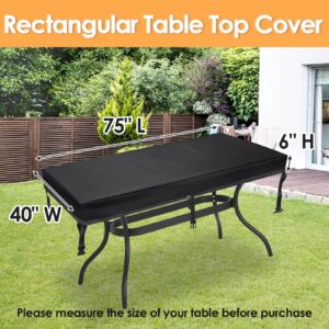 TOHONFOO Rectangular Patio Table Cover - Waterproof Anti-UV Outdoor Dining Table Cover - Outdoor Patio Furniture Cover 75" L x 40" W x 6" H