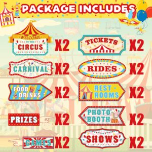 20 Pieces Carnival Decorations Circus Theme Party Directional Signs Carnival Party Signs Welcome to The Circus for Kids Carnival Birthday Party Decorations Supplies