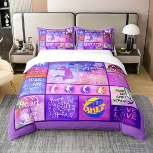 volleyball bedding duvet cover 100% cotton set twin size sports game bedding set for kids decor volleyball player comforter cover set purple bedspread cover bedroom bedclothes