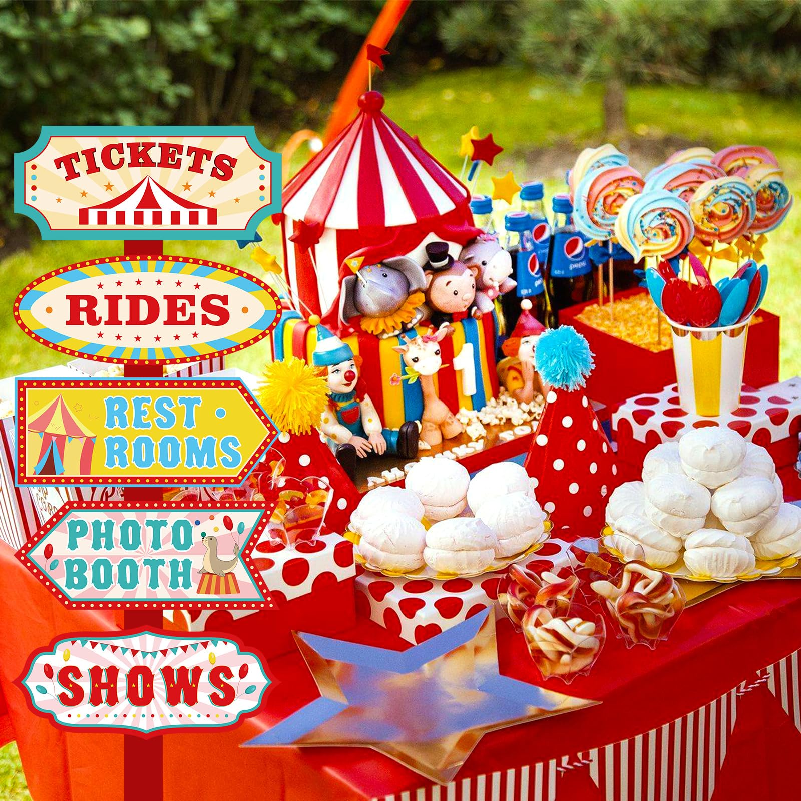 20 Pieces Carnival Decorations Circus Theme Party Directional Signs Carnival Party Signs Welcome to The Circus for Kids Carnival Birthday Party Decorations Supplies