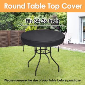 TOHONFOO Outdoor Round Table Cover - Waterproof Anti-UV Round Patio Table Cover - Fits Round Outdoor Table Up to 34-36 Inch