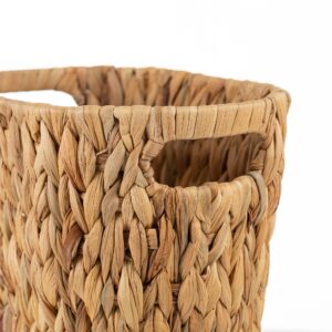 Rlosjin Wicker Trash Can, Bathroom Trash Can, Wicker Trash Can with Built-in Handle、Handwoven Water Hyacinth Trash,Wicker Waste Basket, Boho Waste Basket for Bedroom、Office、Bathroom、1 Pack