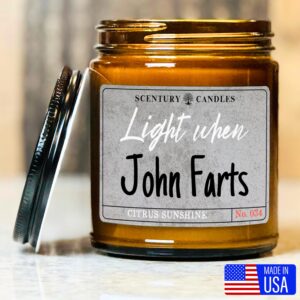 PERSONALIZED Light When Farts Candle, 21 Scents to Choose From, Add Your Name, 9 Ounce Soy Candle, Handmade In The USA