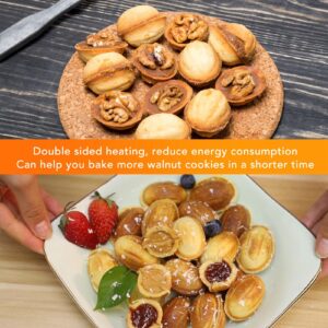 12 Walnut Cookie Maker, Electric Oreshki Maker Non Stick Double Sided Heating, Walnut Pastry Set Cookies Baking Tool