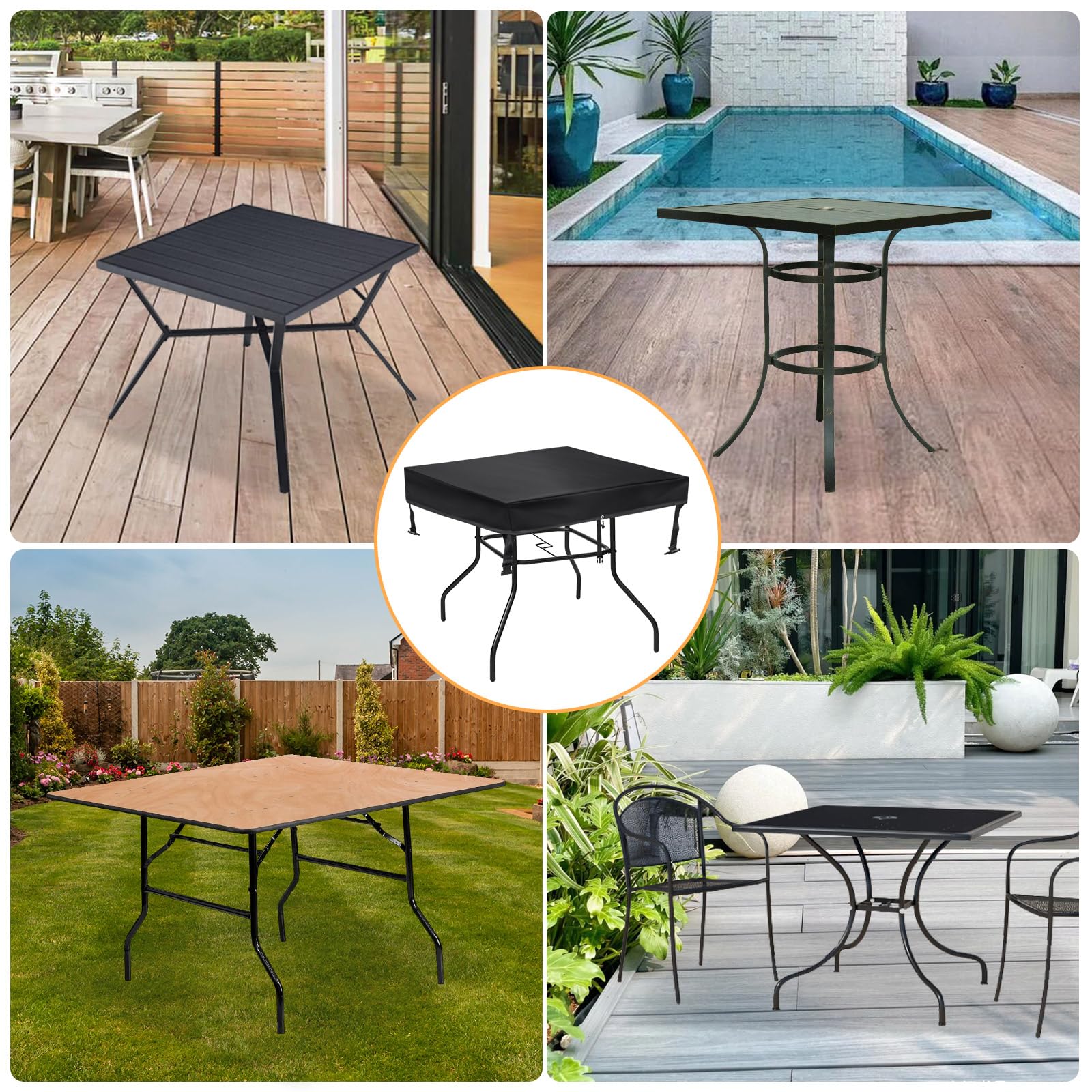 TOHONFOO Square Patio Table Cover - Waterproof Anti-UV Patio Table Cover - Outdoor Table Cover 48" L x 48" W x 6" H