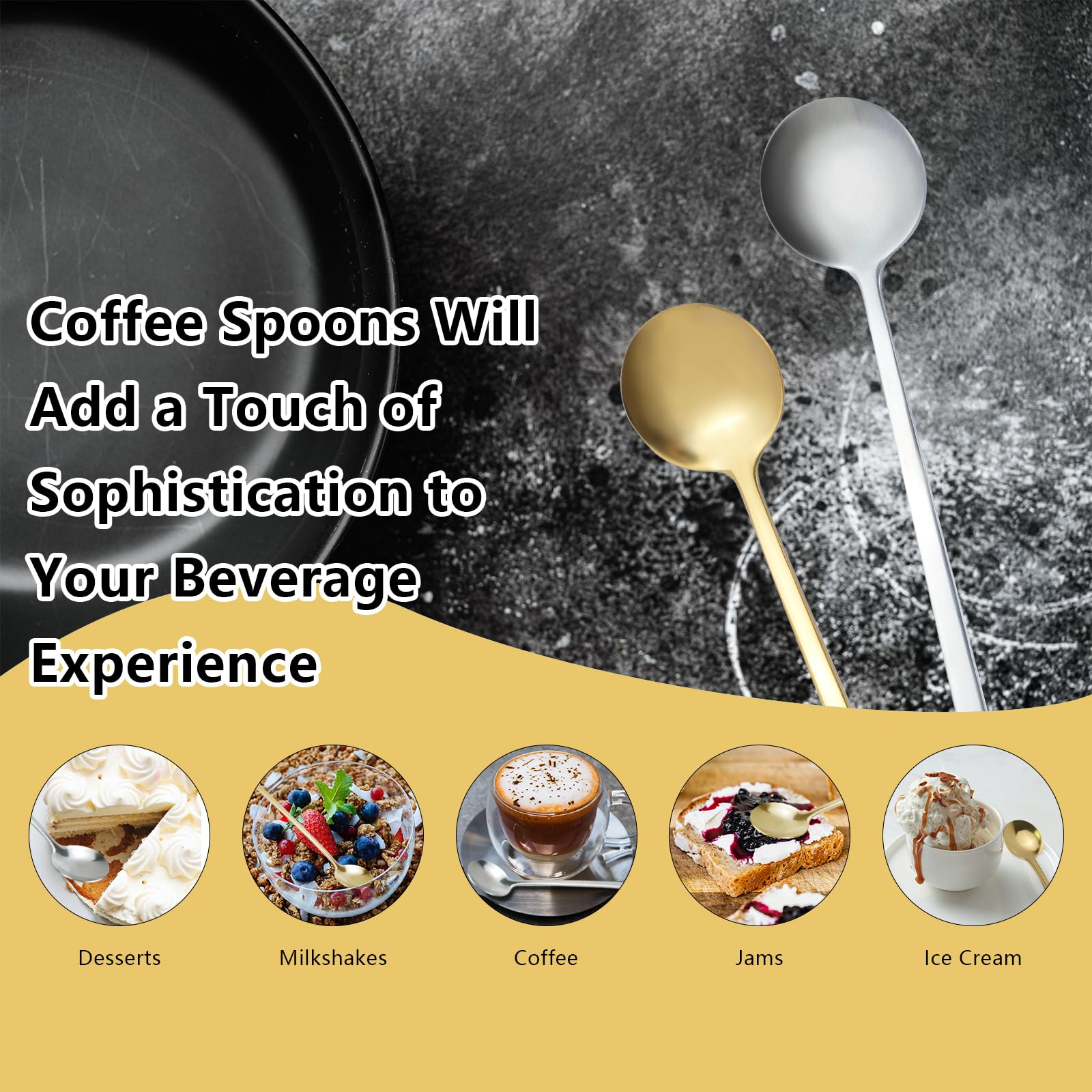 20 Pcs 6.8 Inches Coffee Spoons, Espresso Spoons, Stainless Steel Stirring Spoons with Long Handle, Cute Coffee Bar Accessories, Mini Gold Spoons for Dessert Tea Ice Cream Sugar Cake Cocktail Coffee