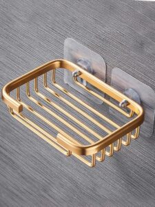 gold bar soap holder for shower wall,stainless steel adhesive soap dish for bathroom,drill free soap holder storage rack soap dishes holders and dispensers bathroom accessories