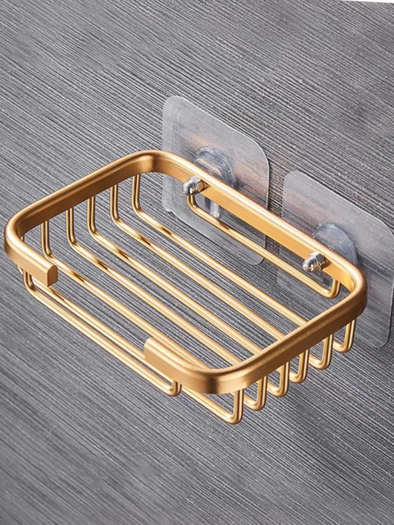 Gold Bar Soap Holder for Shower Wall,Stainless Steel Adhesive Soap Dish for Bathroom,Drill Free Soap Holder Storage Rack Soap Dishes Holders and Dispensers Bathroom Accessories