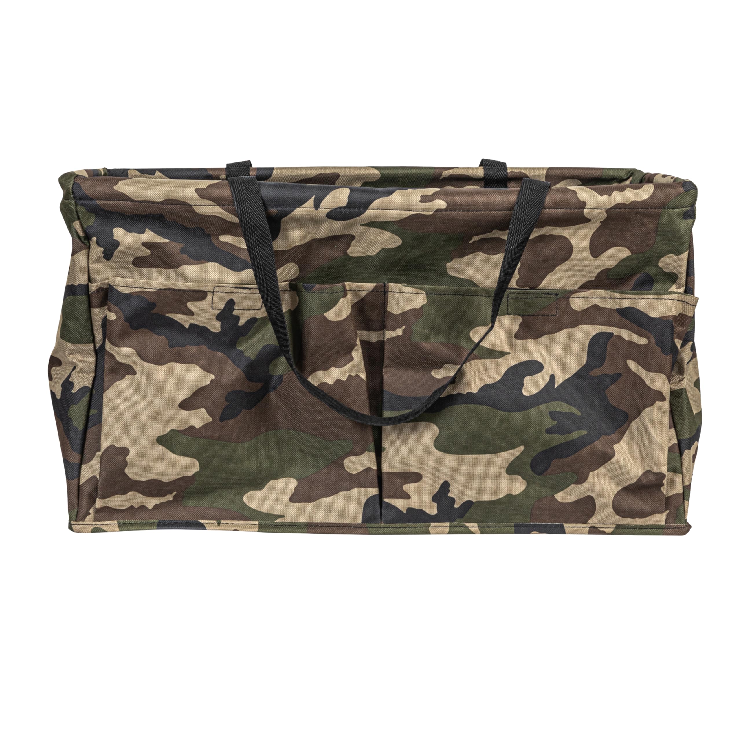 Household Essentials Krush Container All-Purpose Utility Tote, Water-Resistant Vinyl Lining with Pockets, Camo