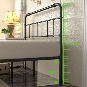 Juyoupro 18 inch Queen Size Metal Platform Bed Frame with High Victorian Style Wrought Headboard/Footboard, No Box Spring Needed,Noise-Free,Black