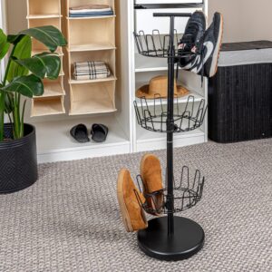 Household Essentials 3-Tier Shoe Storage Tree, Matte Black