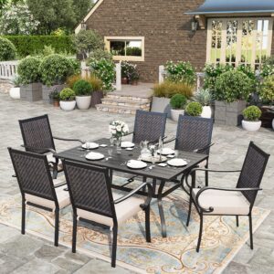 HERA'S HOUSE Patio Dining Chairs Set of 4, Outdoor Wicker Dining Chairs with Padded Removable Cushion, Rattan Chairs for Poolside Lawn Garden Backyard