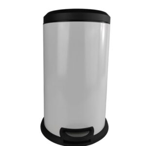 Ready Covers Premium Steel Garbage Trash Can Wastebasket + Built in Compression System + Inner Liner and Foot Pedal - White (40L/13Galloon)