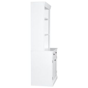 Merax 83.4" Tall Storage Bookshelf Bookcase 2-Piece Set with LED Lighting,2 Doors and 1 Drawer and Open Shelves for Home Office,White