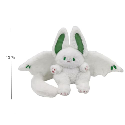 Vseegrs Flying Bunny Rabbit Stuffed Animals, Cute and Fluffy Plush Pillow with Rabbit Ears and Bat Wings, Soft Bat Bunny Stuffed Animal for Kids, Adults, Boys and Girls(Green, 13.7in)