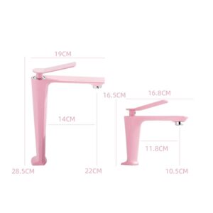 Kitchen Sink Mixer Taps Basin Mixer Faucet, Bathroom Sink Tap, Pink Brass Hot and Cold Single Hole Bath Faucet, Single Handle Basin Tap Wash Basin Tap Compatible with Balcony Laundry,Sink Faucet