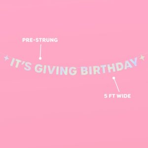 xo, Fetti It's Giving Birthday Sparkle Iridescent Foil Banner - 3 Ft. | Fun Birthday Party Decorations, 21st Bday Supplies, HBD, Sweet 16, Cute Girl Gift, Photobooth Backdrop