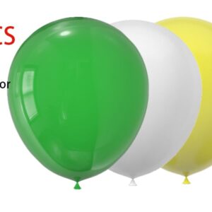 JODIDI 100 Pcs 12 Inch Latex Balloons in Green, White and Yellow, Perfect for Spring, Children's Birthday, Summer, Graduation, St. Patrick's Day， Wedding and Baby Shower Party Balloons Decorations