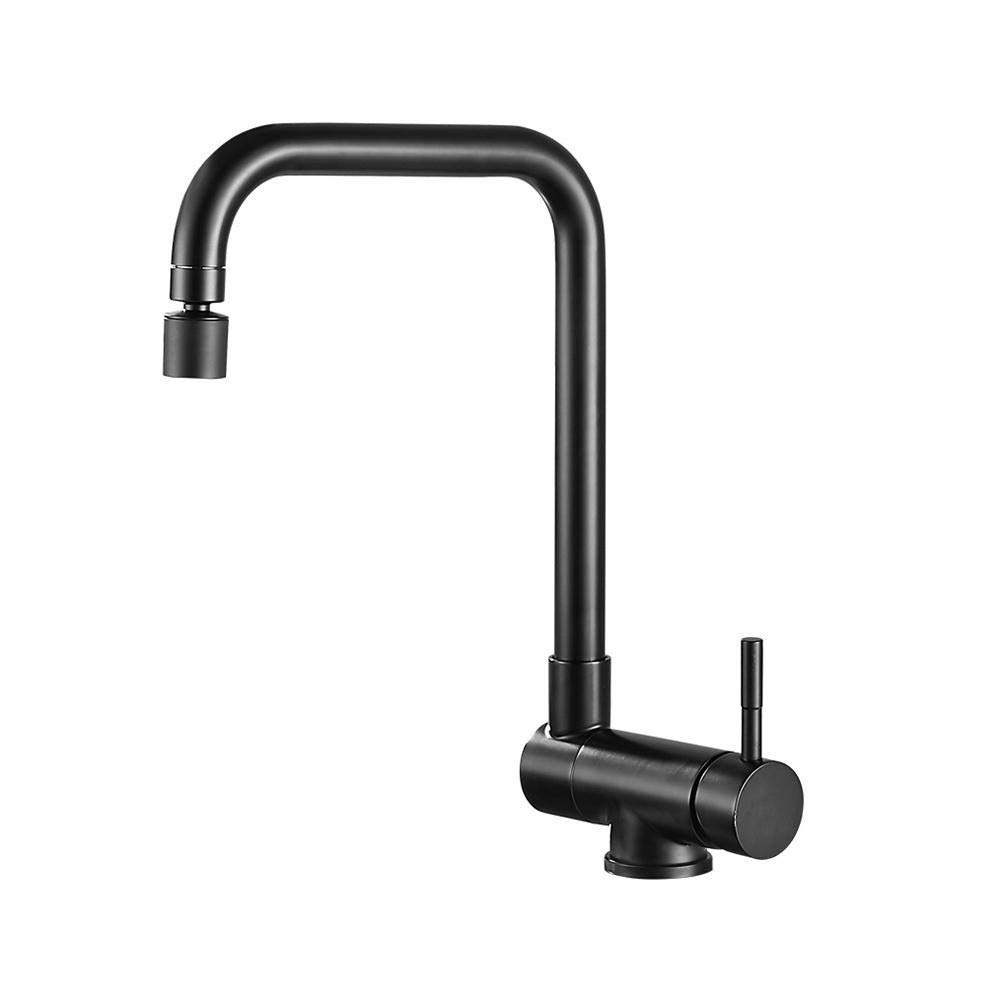 Folding Kitchen Faucets Folding Kitchen Faucet with Inner Opening Window Hot and Cold Rotating Stainless Steel Kitchen Faucet Suitable for Kitchen Sink-Black-B (Color : Black-a)