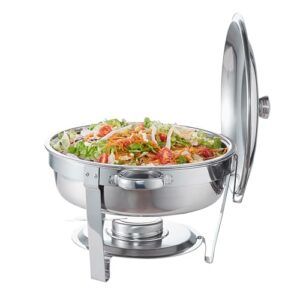 VEVOR Chafing Dish Buffet Set, 6 Qt 4 Pack, Stainless Steel Chafer with Full Size Pan, Round Catering Warmer Server with Lid Water Pan Stand Fuel Holder Cover Holder Spoon, for at Least 6 People Each