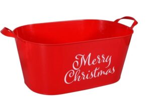 merry christmas red oval bucket with handle sentiment plastic buckets handles gifts gift baskets storage organizer containers party favor xmas holiday decorations