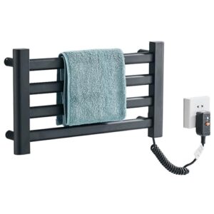 eeyzd towel warmers for bathroom plug in towel warmer wall mount aluminum alloy 80w,55°c constant temperature,ipx4 level,punch-hole/punch-free one-button switch,black