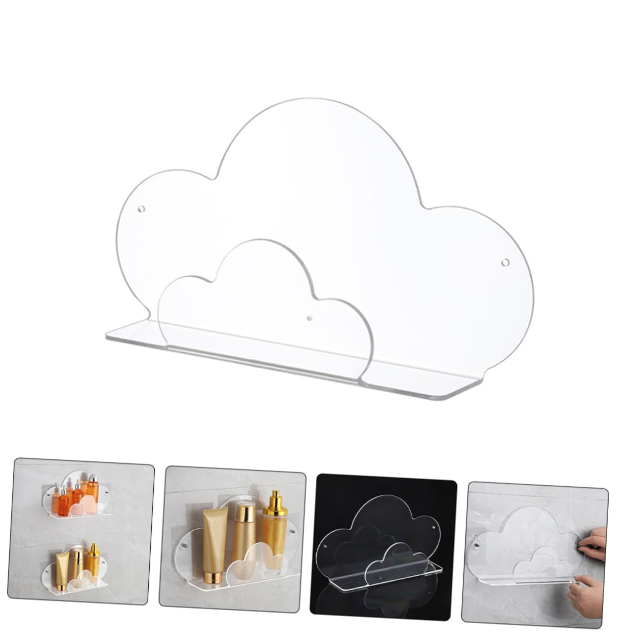 MUCKLILY 2pcs Cloud Shelf Wall Shelving Storage Racks Wall Shelves Home Decor Multi-Functional Storage -Mounted Storage Rack Bathroom Storage Rack Acrylic Partition The Clouds