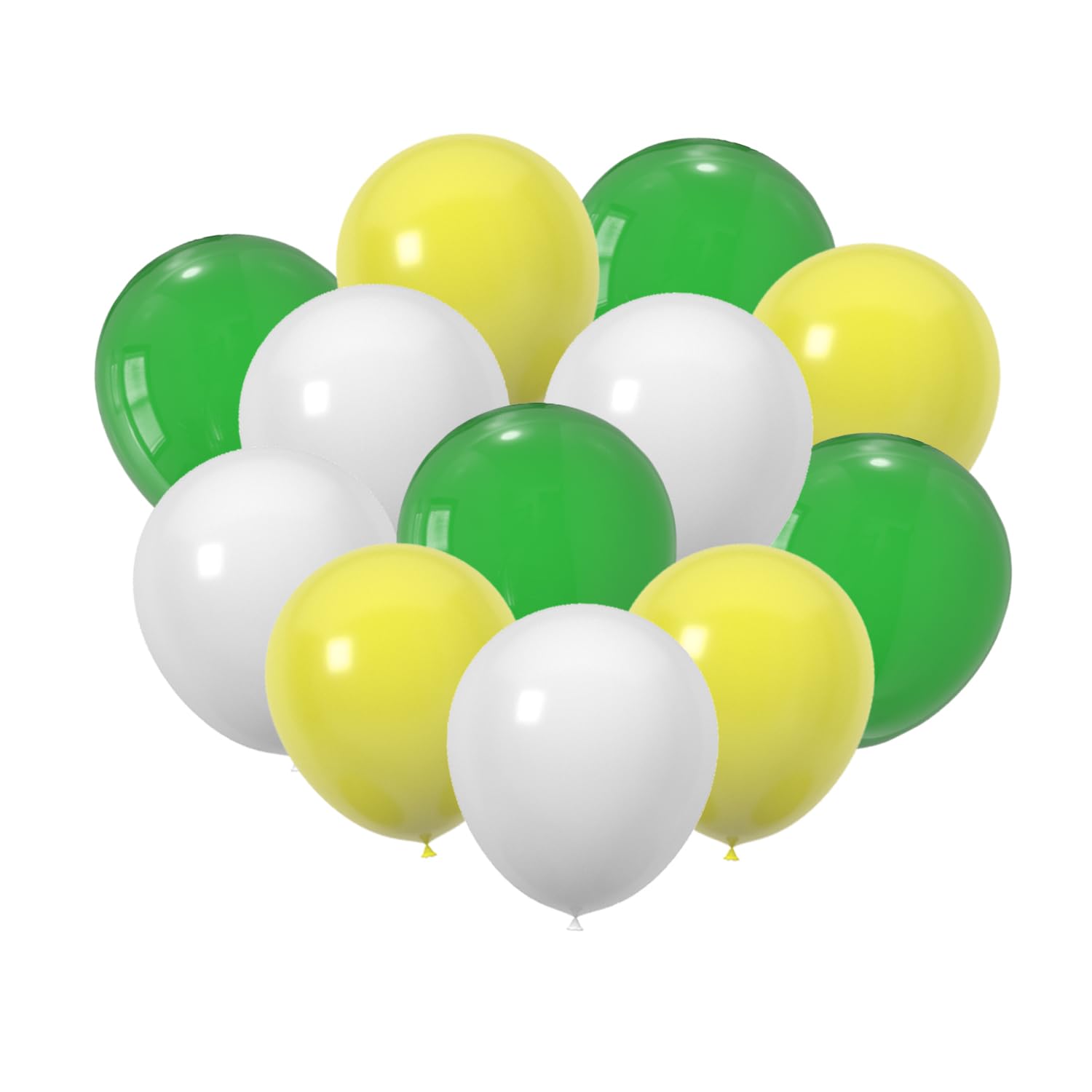 JODIDI 100 Pcs 12 Inch Latex Balloons in Green, White and Yellow, Perfect for Spring, Children's Birthday, Summer, Graduation, St. Patrick's Day， Wedding and Baby Shower Party Balloons Decorations