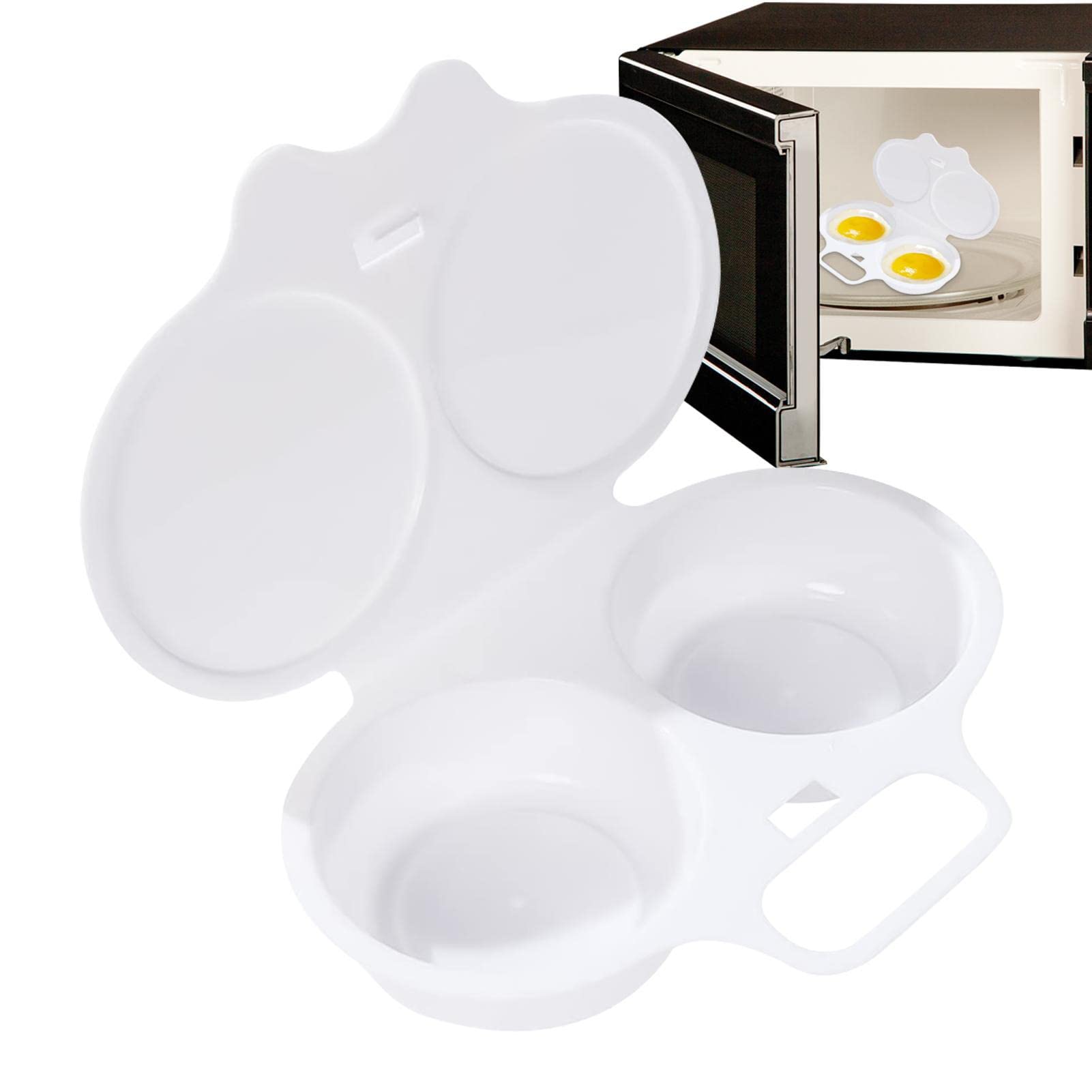 Egg Poacher, 2 Cavity Nonstick Poached Egg Maker with Lid Poached Egg Maker Microwave Eggs Round Poached Eggs Egg Maker Easy to Use Breakfast Egg Cookware EggsSteamer for Home Breakfast