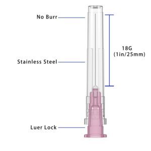 18 Gauge 1 inch Needle (100 Pack),Luer Lock Needles Industrial Dispensing Accessories, Individual Package (18G)