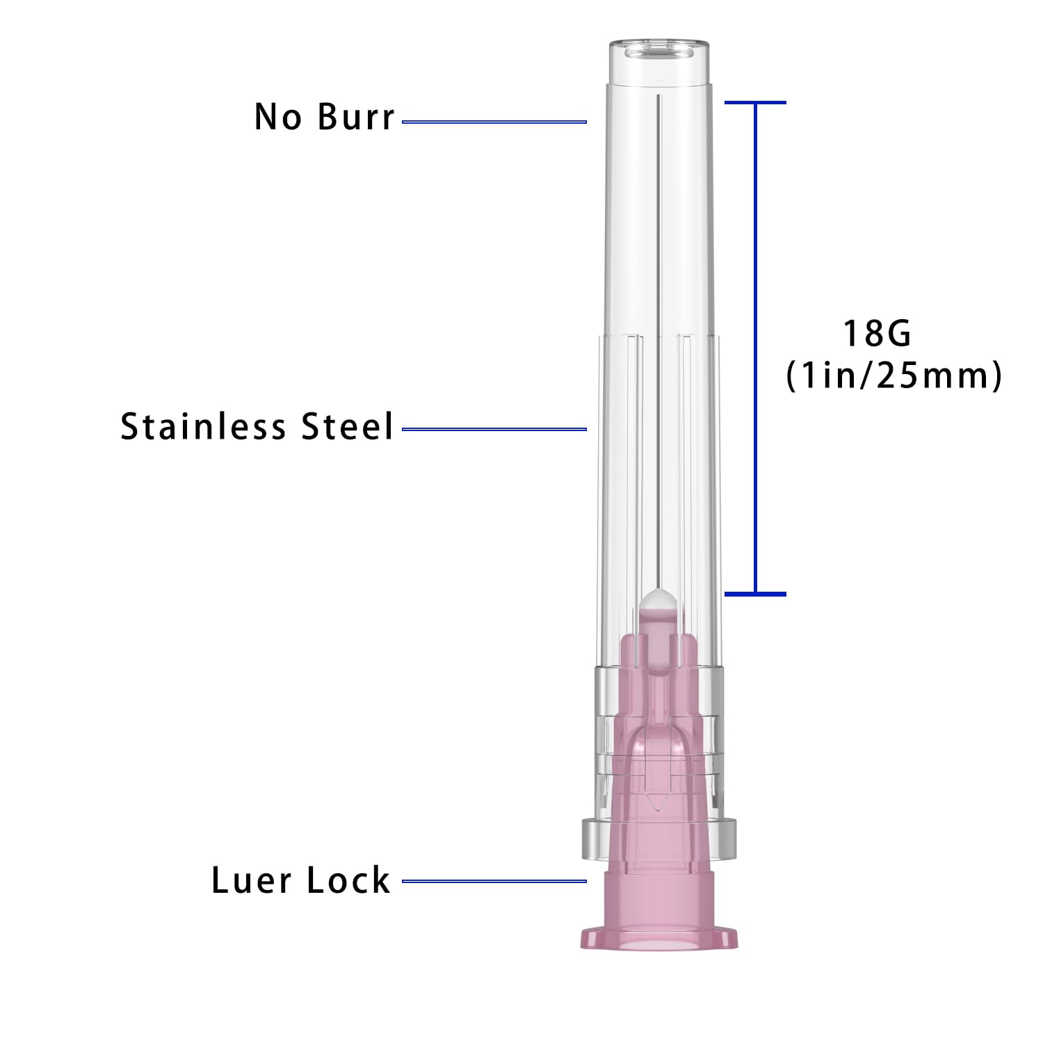 18 Gauge 1 inch Needle (100 Pack),Luer Lock Needles Industrial Dispensing Accessories, Individual Package (18G)