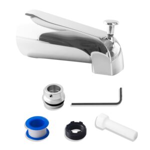 calcmetal top diverter tub spout with 4 in 1 adapter, universal fit 1/2" copper slip, 1/2" iron pipe(long and short stub out), and 3/4" iron pipe connections, easy installation, plated chrome