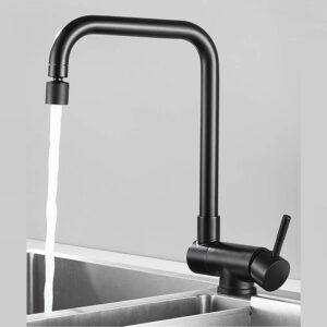 Folding Kitchen Faucets Folding Kitchen Faucet with Inner Opening Window Hot and Cold Rotating Stainless Steel Kitchen Faucet Suitable for Kitchen Sink-Black-B (Color : Black-a)