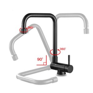 Folding Kitchen Faucets Folding Kitchen Faucet with Inner Opening Window Hot and Cold Rotating Stainless Steel Kitchen Faucet Suitable for Kitchen Sink-Black-B (Color : Black-a)