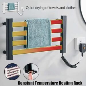 EEYZD Towel Warmers for Bathroom Plug in Towel Warmer Wall Mount Aluminum Alloy 80w,55°C Constant Temperature,Ipx4 Level,Punch-Hole/Punch-Free One-Button Switch,Black