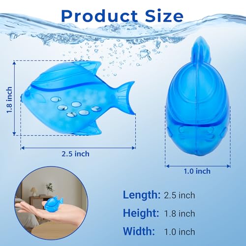 Funmit 6 Pack Universal Humidifier Cleaner Fish Compatible with Almost All Humidifiers and Fish Tanks, Purifies Water, Prevents Hard Water Build-Up, Reduces Scale, Blue