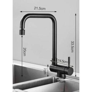 Folding Kitchen Faucets Folding Kitchen Faucet with Inner Opening Window Hot and Cold Rotating Stainless Steel Kitchen Faucet Suitable for Kitchen Sink-Black-B (Color : Black-a)