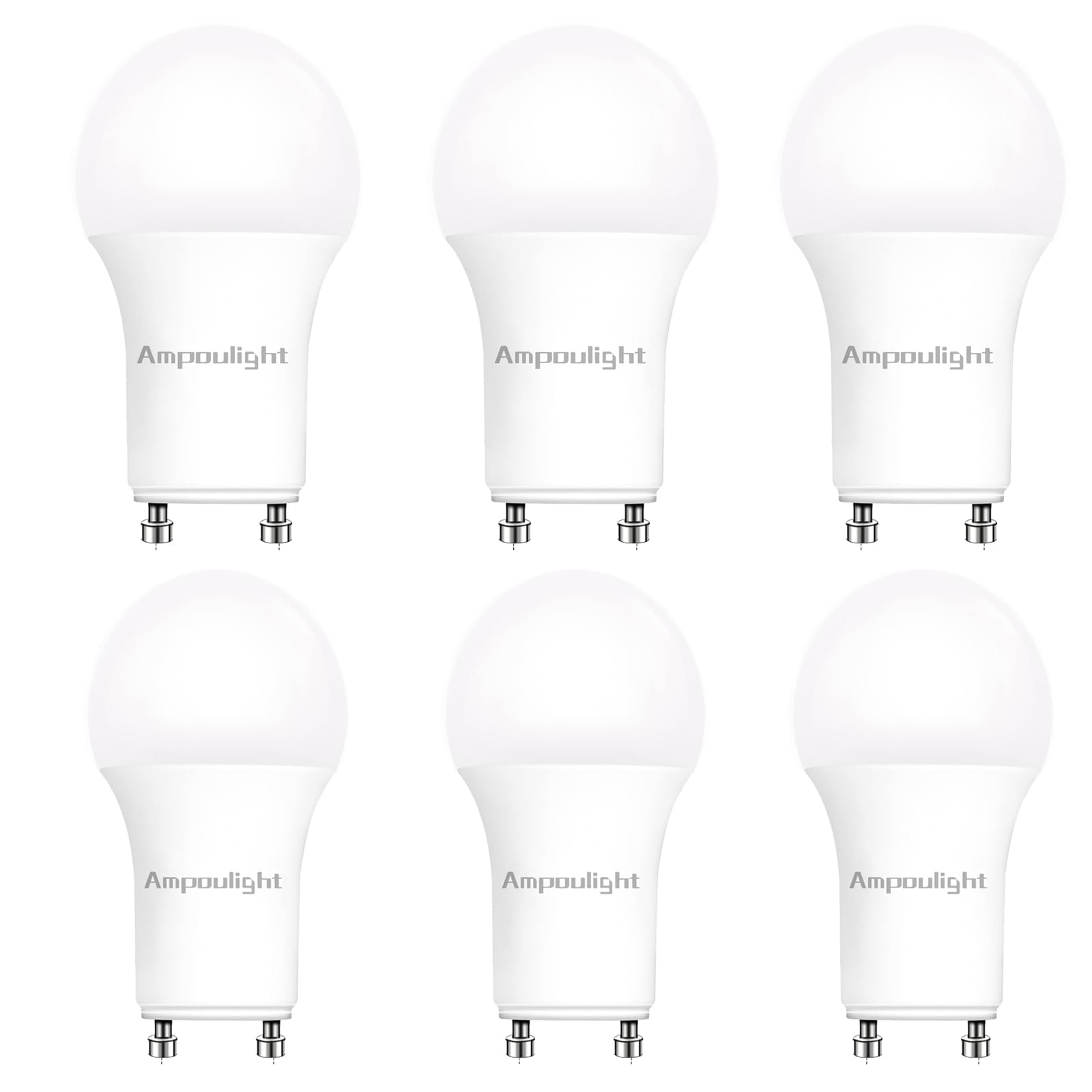 A19 GU24 Twist-in Day Light Bulb, 1200Lumen Warm White 5000K LED Bulb 12 Watt Equivalent 75W Halogen Light, Dimmable Bulb for Ceiling Fan Pendants, Floor Lamps, Wall Lamp-6 Pack