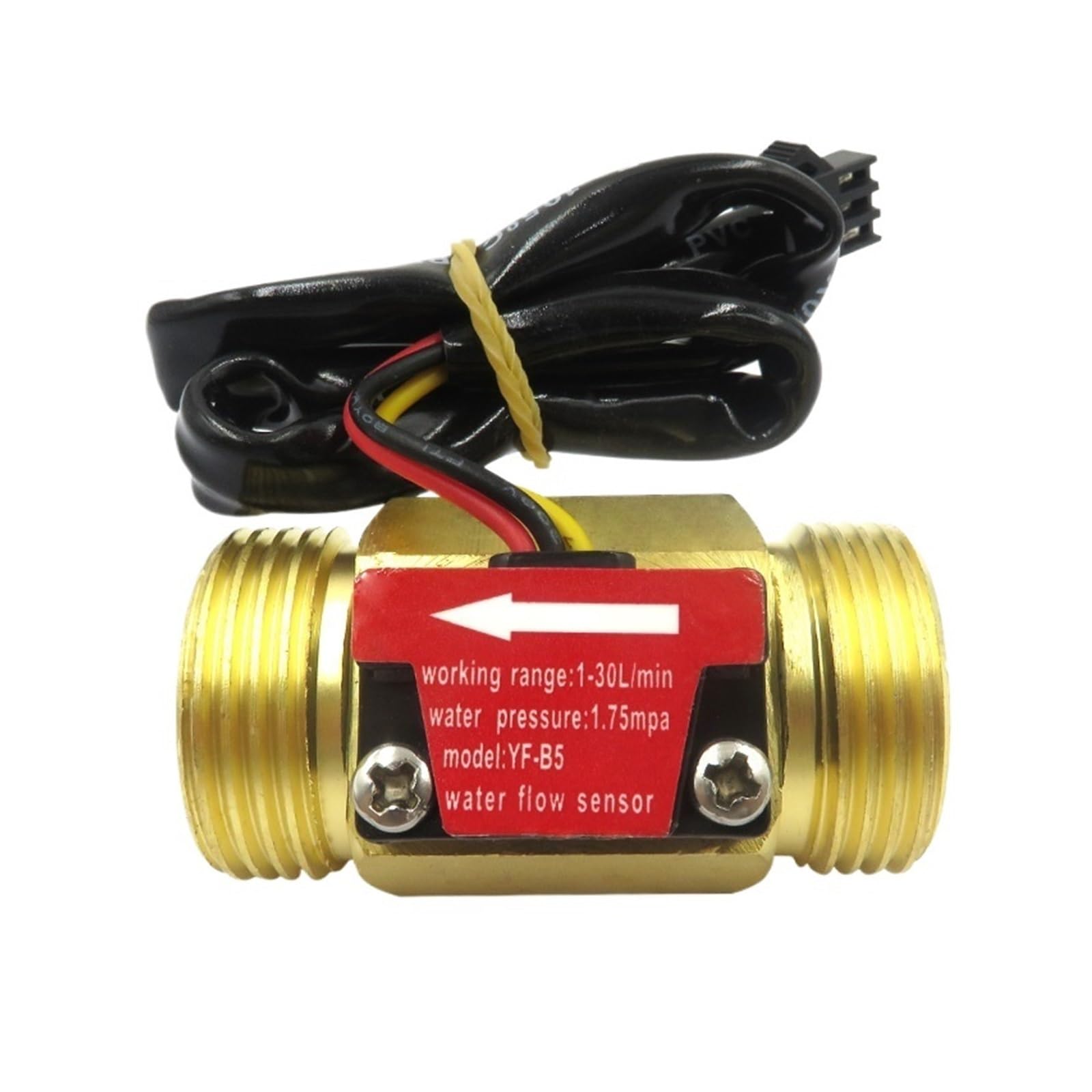 KJOET Garden Hose Watering Meter YF-B5 3/4"" Brass Water Flow Sensor Meter Magnetic Effect Pulse, DC3.5V-24V