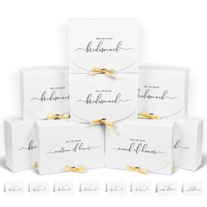 wluseaxi 8pack bridesmaid proposal box with bridesmaid cards, bridesmaid boxes with ribbon, maid matron of honor proposal box, white boxes for bridesmaid proposal, bridesmaid proposal gifts