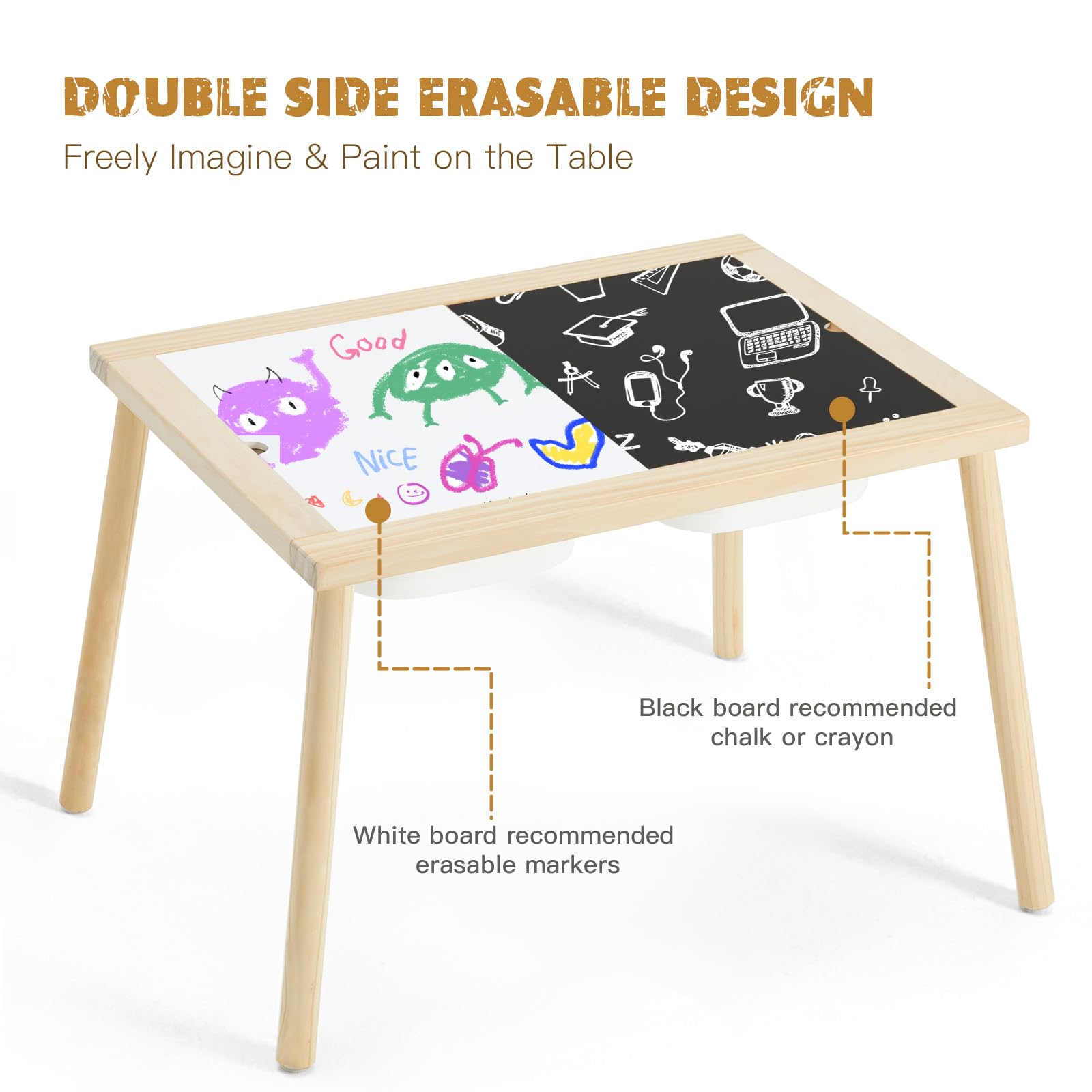 Sensory Table for Toddlers 1-3, Kids Table with 3 Storage Bins Writable Lids, Sensory Activity Table, Play Sand Table for Indoor Outdoor