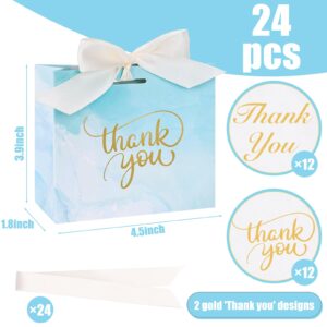 VGOODALL 24PCS Small Thank You Gift Bags, Mini Party Favor Bags Light Blue Candy Bags Treat Boxes Paper Gift Bags with Bow Ribbon for Wedding Bridal Baby Shower Birthday Party