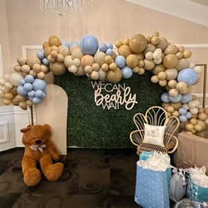 We Can Bearly Wait Sign - Adorable Teddy Bear Baby Shower Decoration Wooden Backdrop for Gender Reveal Party, Baby’s 1st Birthday, and Nursery Decor