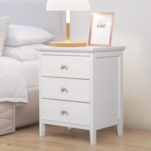 3 drawer white nightstand wooden large night stands with gold handle 19 inch modern bedside table for bedrooms mesa de noche blanca