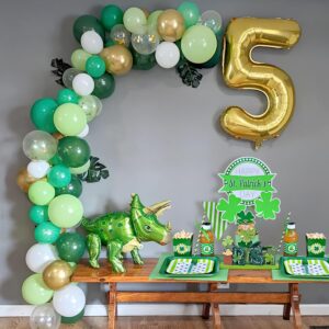 Green and Gold Balloons, 60 Pack 12 Inches Emerald Green Balloons White Gold Confetti Balloon for Birthday St Patrick's Day Jungle Safari Theme Party Decorations