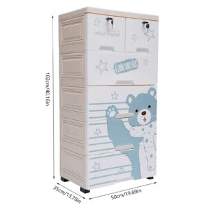 FOGGBET Plastic Drawers Dresser 6 Drawers Plastic Closet Drawers with Lock Tall Dresser Organizer for Clothes Small Closet Organizer Shelf Lockable Storage Cabinet Drawers Organizer (Polar Bear)